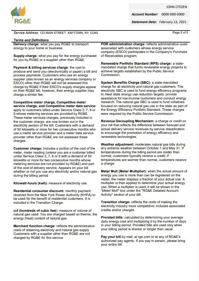 USA RG&E utility bill template in Word and PDF format (2 pages) 5